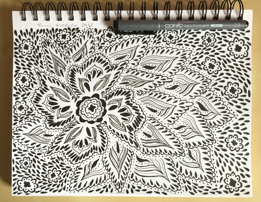 sketchbook page lace flower pattern